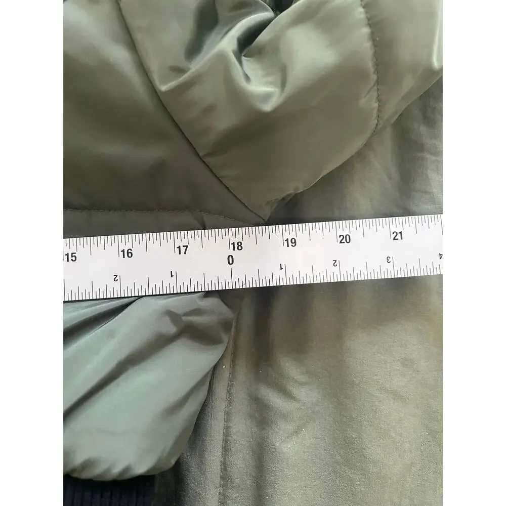 Hudson Girls Coat Size Large 12/14 Green Puffer Fur Hood Full Length Zipper XC